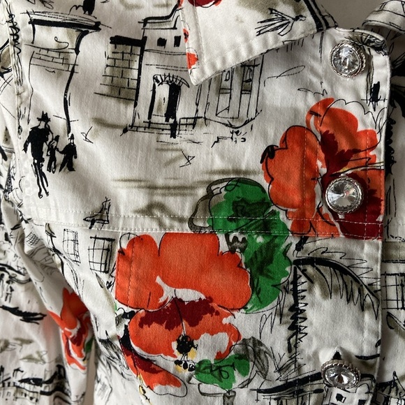 Susan Graver Style Women’s Black And White Floral Cotton Button Down Top Size XS - Picture 6 of 8